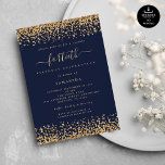 Invitation Parties scintillant d'or Script Marine Blue Glam 4<br><div class="desc">Élégant Parties scintillant d'or Script Navy Blue Glam 40th Party. Disponible numériquement et imprimé. Un peu pétillant pour célébrer votre quarantième anniversaire, une fausse bordure de parties scintillant est de chaque côté, haut et bas, sur un arrière - plan de marine classique, et quarantième est dans un script élégant avec...</div>