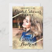 Invitation Parties scintillant d'or Sequins Corners Fête des  (Devant)