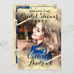 Invitation Parties scintillant d'or Sequins Corners Fête des