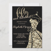 Invitation Parties scintillant d'or SequinsRobe, Black50e fêt (Devant)