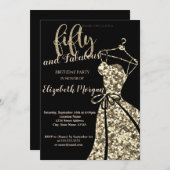 Invitation Parties scintillant d'or SequinsRobe, Black50e fêt (Devant / Derrière)