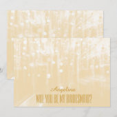 Invitation Parties scintillant d'or Serez-vous ma demoiselle (Devant / Derrière)