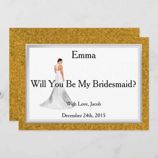 Invitation Parties scintillant D'Or Serez-Vous Ma Femme D'Acc (Devant / Derrière)