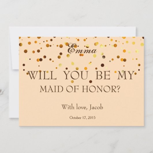 Invitation Parties scintillant D'Or Serez-Vous Ma MAIN D'HONN (Devant)