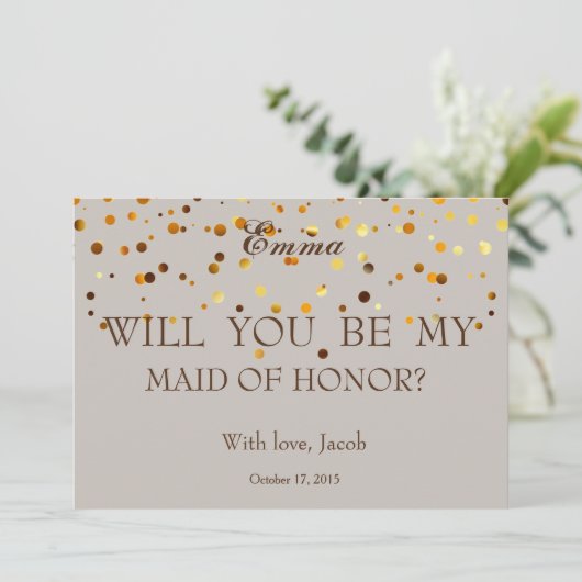 Invitation Parties scintillant D'Or Serez-Vous Ma MAIN D'HONN (Debout devant)