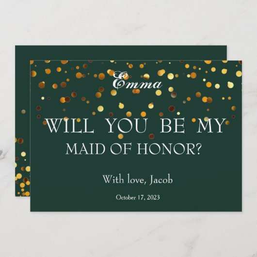 Invitation Parties scintillant D'Or Serez-Vous Ma MAIN D'HONN (Devant / Derrière)