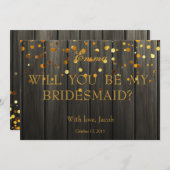 Invitation Parties scintillant D'Or Serez-Vous Mon Femme D'Ac (Devant / Derrière)