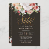 Invitation Parties scintillant d'or Shhh!Fête d'anniversaire (Devant / Derrière)