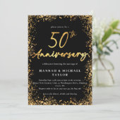Invitation Parties scintillant d'or simple 50e anniversaire M (Debout devant)