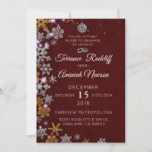 Invitation Parties scintillant d'or Snowflakes avec des ornem (Devant)