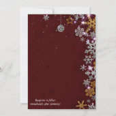 Invitation Parties scintillant d'or Snowflakes avec des ornem (Dos)