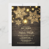 Invitation Parties scintillant d'or Snowflakes Baby shower ru (Devant)