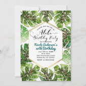 Invitation Parties scintillant d'or Sparkle Glam Tropical Feu (Devant)
