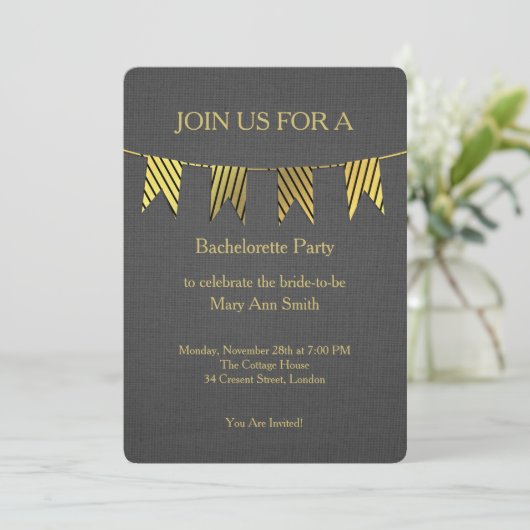 Invitation Parties scintillant d'or Sparkles Confetti Bachelo (Debout devant)