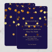 Invitation Parties scintillant d'or Sparkles Confetti Bachelo (Devant / Derrière)