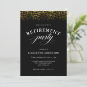 Invitation Parties scintillant d'or Sparkles Script Retraite  (Debout devant)