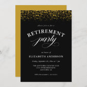 Invitation Parties scintillant d'or Sparkles Script Retraite  (Devant / Derrière)
