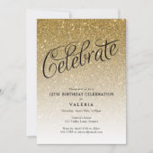 Invitation Parties scintillant d'or Sparkly Anniversaire Célé (Devant)