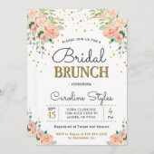 Invitation Parties scintillant d'or Spring Peony Brunch de ma (Devant / Derrière)