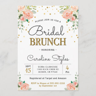 Invitation Parties scintillant d'or Spring Peony Brunch de ma