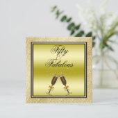 Invitation Parties scintillant d'or Stiletto & Champagne Fabu (Debout devant)