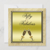 Invitation Parties scintillant d'or Stiletto & Champagne Fabu (Devant)