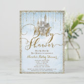Invitation Parties scintillant d'or Storybook Castle Baby sho (Debout devant)