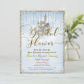 Invitation Parties scintillant d'or Storybook Castle Blue Fêt (Debout devant)