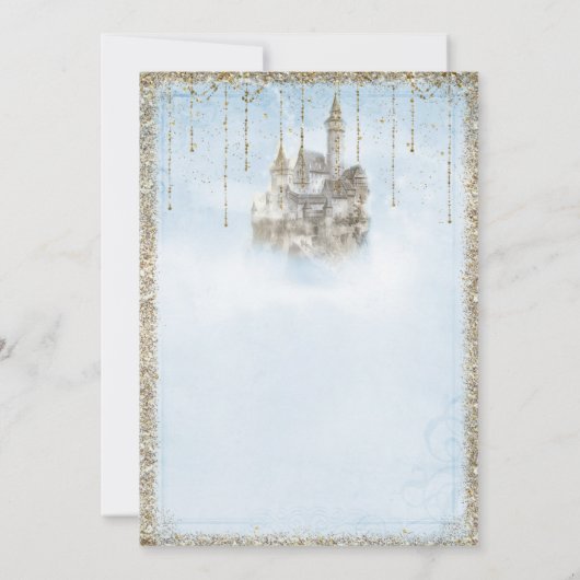 Invitation Parties scintillant d'or Storybook Castle Blue Fêt (Dos)