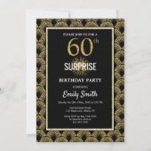 Invitation Parties scintillant d'or sur Black Surprise 60e an (Devant)