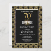 Invitation Parties scintillant d'or sur Black Surprise 70e an (Devant)