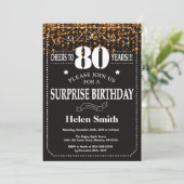 Invitation Parties scintillant d'or Surprise 80e anniversaire (Debout devant)