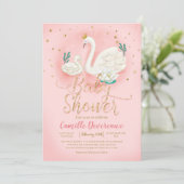 Invitation Parties scintillant d'or Swan Pond Baby shower ros (Debout devant)