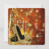 Invitation Parties scintillant d'or talons hauts Champagne fê (Dos)