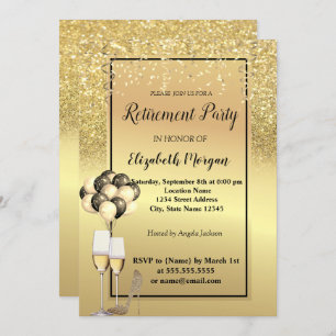 Invitation Parties scintillant d'or talons, Verre, Ballons pa