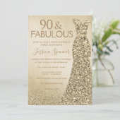 Invitation Parties scintillant d'or tenue femmes 90e annivers (Debout devant)