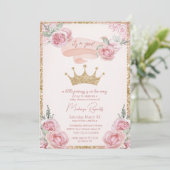 Invitation Parties scintillant d'or Tiara Pink Princess Baby (Debout devant)