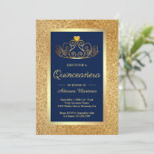 Invitation Parties scintillant d'or Tiara Princess Blue Quinc (Debout devant)