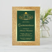 Invitation Parties scintillant d'or Tiara Princess Green Quin (Debout devant)