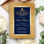 Invitation Parties scintillant d'or Tiara Princess Sweet sixt<br><div class="desc">Invitation vos invités avec cette élégante invitation sweet sixteen avec une belle tiara sur un arrière - plan de parties scintillant en faux or. Ajoutez simplement les détails de votre événement sur ce modèle facile à utiliser pour en faire une invitation unique.</div>