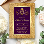 Invitation Parties scintillant d'or Tiara Princess Sweet sixt<br><div class="desc">Invitation vos invités avec cette élégante invitation sweet sixteen avec une belle tiara sur un arrière - plan de parties scintillant en faux or. Ajoutez simplement les détails de votre événement sur ce modèle facile à utiliser pour en faire une invitation unique.</div>