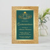 Invitation Parties scintillant d'or Tiara Princess Turquoise (Debout devant)