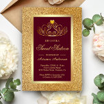 Invitation Parties scintillant d'or Tiara Princesse Bourgogne<br><div class="desc">Invitation vos invités avec cette élégante invitation sweet sixteen avec une belle tiara sur un arrière - plan de parties scintillant en faux or. Ajoutez simplement les détails de votre événement sur ce modèle facile à utiliser pour en faire une invitation unique.</div>
