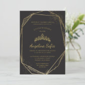 Invitation Parties scintillant d'or Tiara Quinceanera (Debout devant)
