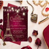 Invitation Parties scintillant d'or Tour Eiffel, Tiara Red Qu