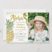 Invitation Parties scintillant d'or tropical Anniversaire pho (Devant)