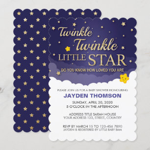 Invitation Parties scintillant d'or Twinkle Baby shower Littl
