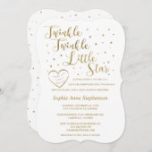 Invitation Parties scintillant d'or Twinkle Twinkle Baby show (Devant / Derrière)