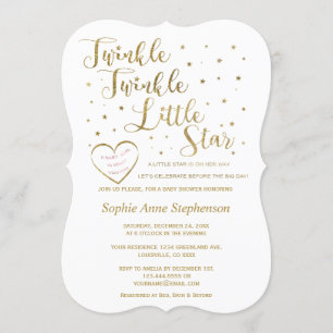 Invitation Parties scintillant d'or Twinkle Twinkle Baby show