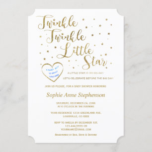 Invitation Parties scintillant d'or Twinkle Twinkle Baby show